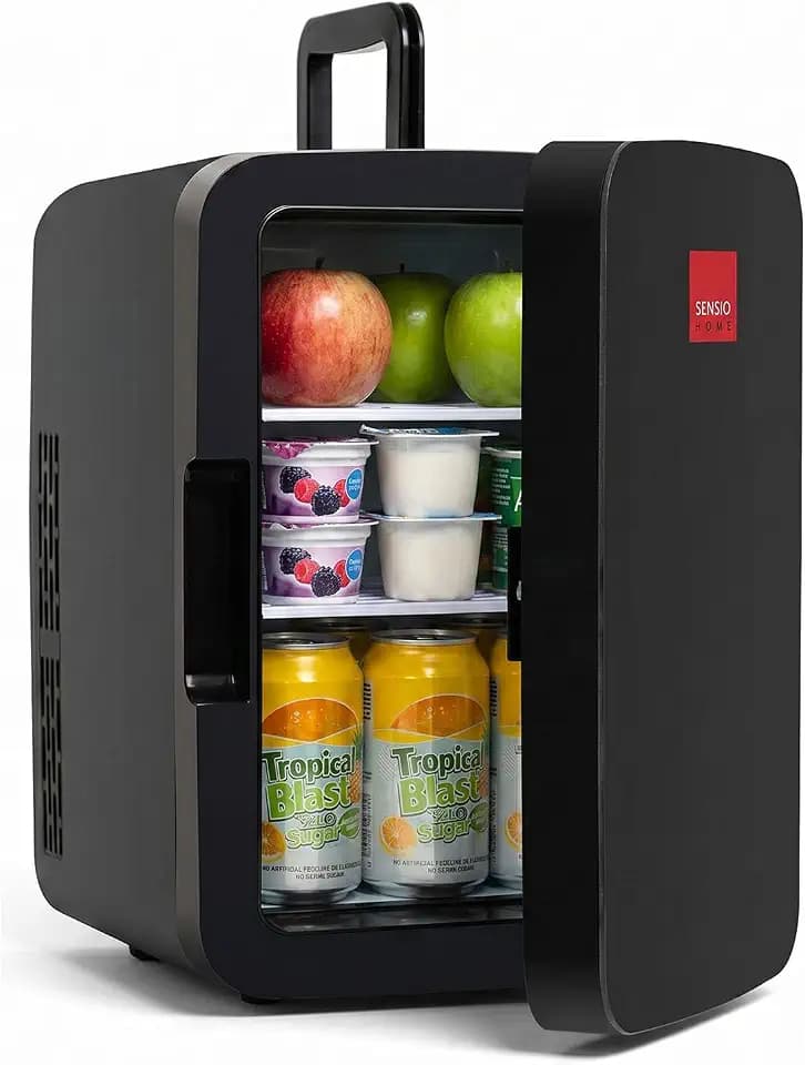 SENSIOHOME 2-in-1 10L Mini Kühlschrank, mit Kühl- und Heizen funktion, 12 Volt und 230 Volt, Autos, Schlafzimmer, Büros, Zelten, Kosmetik, AC DC (Schwarz)