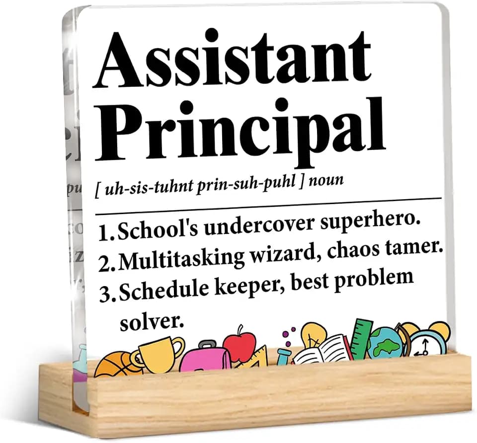 Assistant Principal Gifts Desk Decor, Thank You Gift for Assistant Principal Definition Acrylic Desk Plaque Sign for School Office Decoration