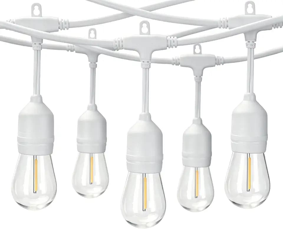 HOMESTEAD 12FT Outdoor String Lights, IP65 Waterproof LED Patio Lights with 6+2 Spare E26 Flexible Filament Edison Bulbs, 2200K Warm White Outside Hanging Lighting for Backyard, Porch, Deck & Garden