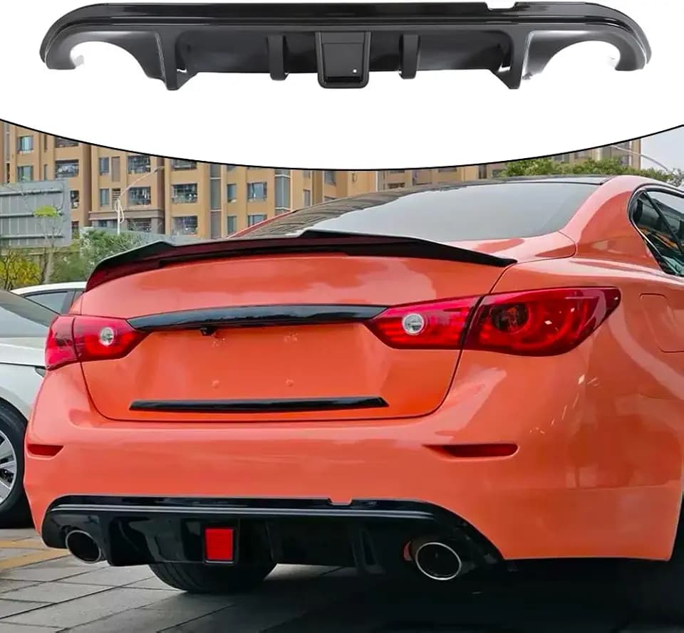 Rear Diffuser for Infiniti Q50 2014-2017 Rear Bumper Diffuser with LED Light Add-on Body Kit Rear Bumper Lower Lip Splitter Exterior Accessories