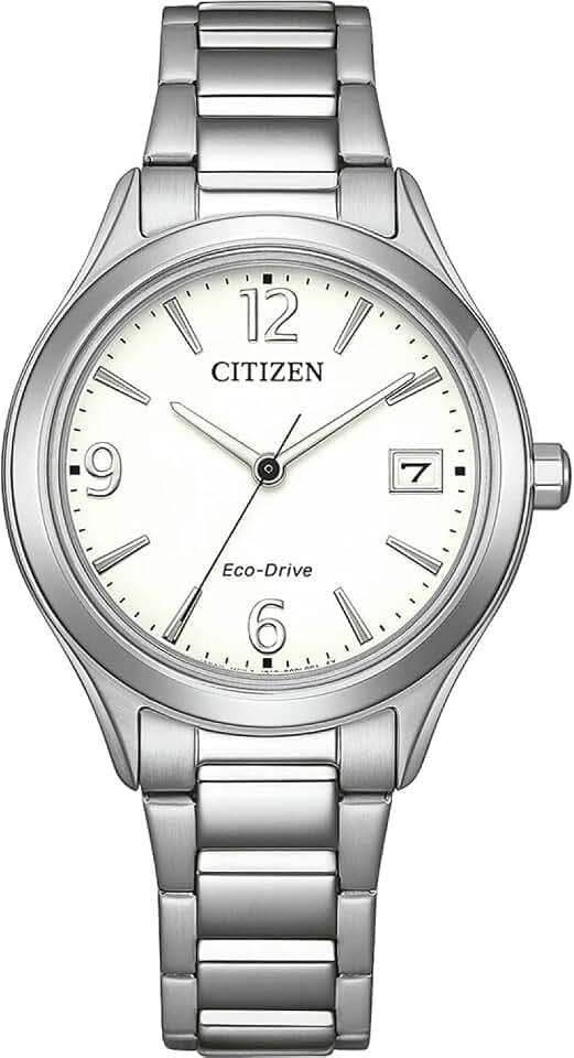 Citizen Eco-Drive Damenuhr Edelstahl, Weiß, 33.5 mm, FE6121-67A