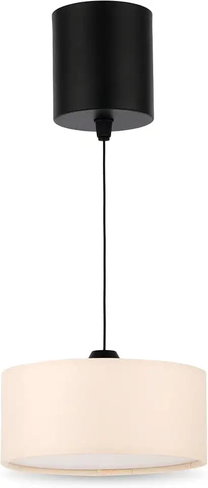 REV Pendelleuchte Akku - 120lm dimmbar 3 Farben, Timer 1-4h, höhenverstellbar (18-123cm), Hängeleuchte Wohnzimmer, Fernbedienung, Stoffschirm, beige