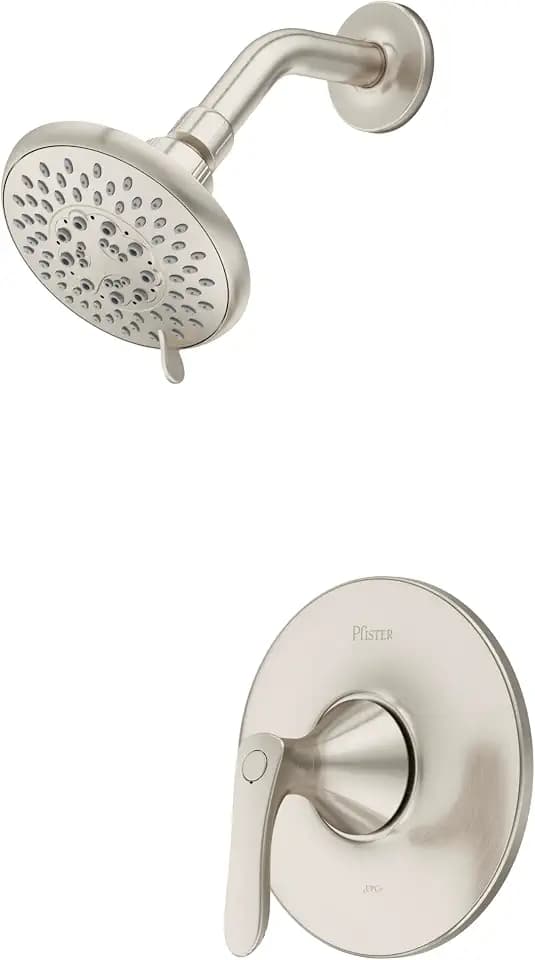 Pfister Weller Single Handle Shower Trim Kit with Multi-Function Shower Head, 5 Spray Modes, Brushed Nickel Finish, Valve Not Included, WaterSense Certified LG897WRK