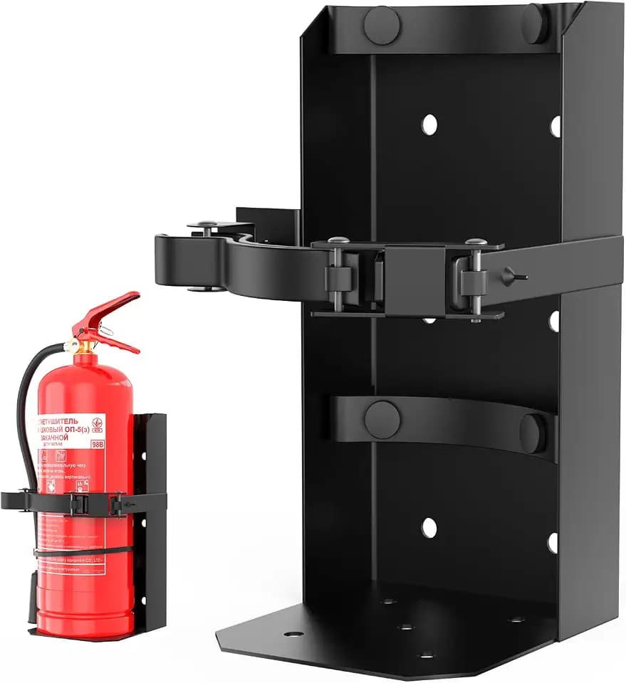 Fire Extinguisher Mount, Heavy Duty Fire Extinguisher Bracket for School Home Garage Laboratory and Vehicle Perfect for Wall Mount(Fe-5, Black, 1 Pcs)