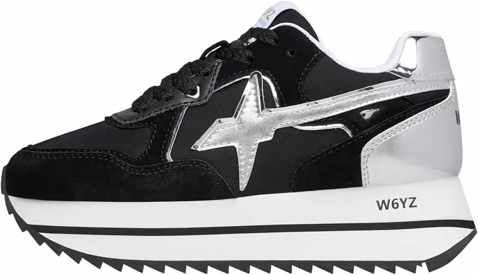 w6yz Deva W Suede/Nylon/Metallic Black-Silver-Black, Schwarz, 40 EU