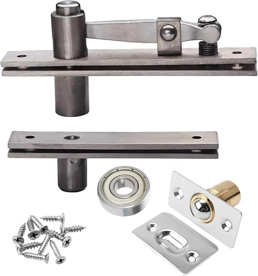 TamBee Türdrehscharniere Heavy Duty für Geheimtür 304 Edelstahl Verstecktes Bücherregal Pivot-Scharniere System Hardware (136 kg Traglast mit Kugelfangriegel)