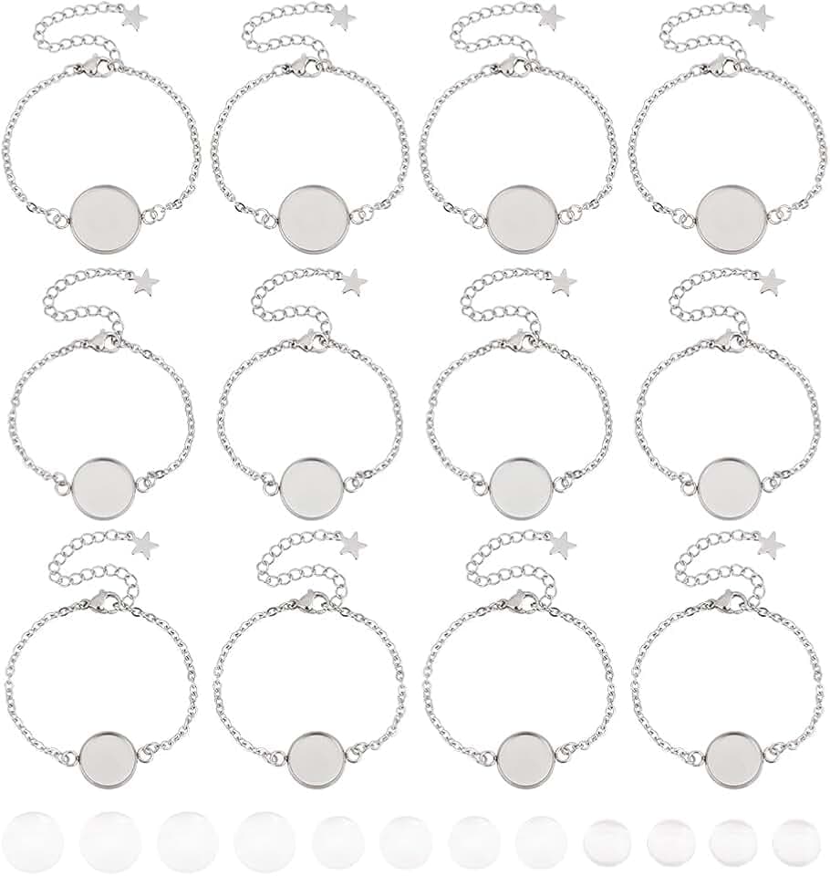 UNICRAFTALE 12Pcs 3 Sizes Stainless Steel Bracelets for Jewelry Making