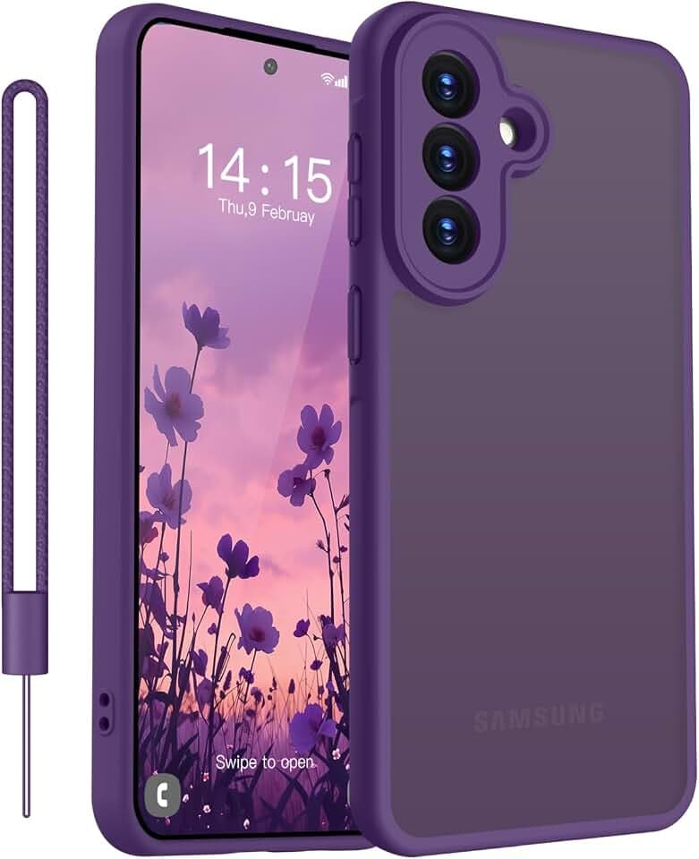 Kukiwhy für Samsung Galaxy A57 Hülle mit Lanyard, Dunkelviolett