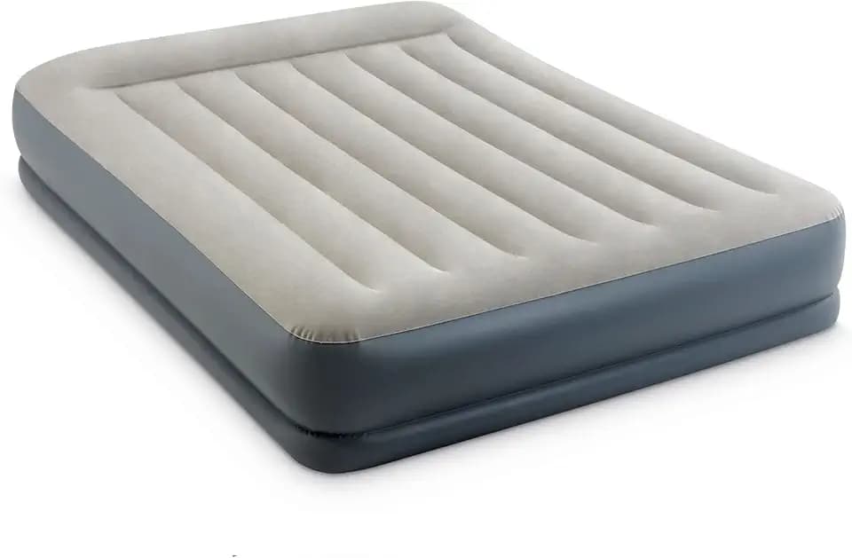 INTEX DuraBeam Mid-Rise Luftbett für 2 Personen mit Kopfkissen (152x203x30 cm) max. 272 KG– mit integrierter Elektropumpe – Gästebett aufblasbares Bett Camping Matratze mit Fiber-Tech (64118ND)