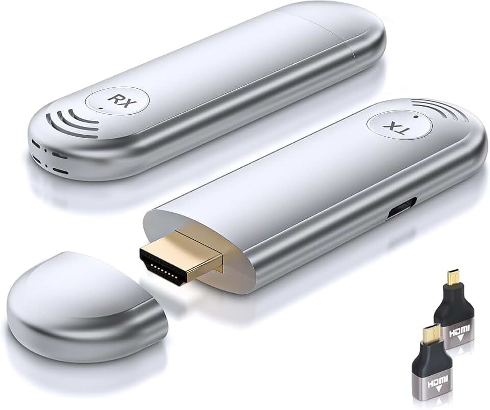 TTQ Wireless HDMI Transmitter and Receiver, Wireless HDMI Extender 4K Supported, Plug and Play, 2.4G/5G, 100FT Range, Support Laptop PC TV Box Projector Camera DV, No Need Bluetooth WiFi
