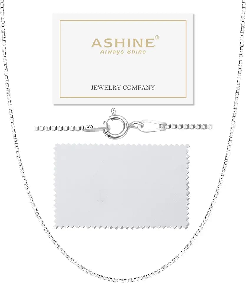 ASHINE "Pendant Ready” Sterling Silver Box Chain Necklace for Women