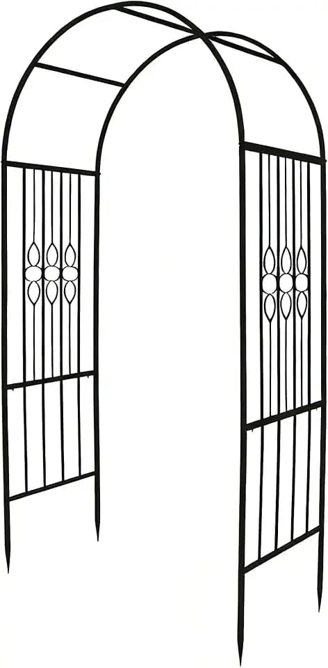 SCENDOR 90.5" H x 45.6" W Sturdy Metal Garden Arch with Decorative Scrollwork – Heavy-Duty Arbor for Climbing Plants, Roses, Vines, Weddings, and Outdoor Patio, Lawn, Backyard Decor (Black)