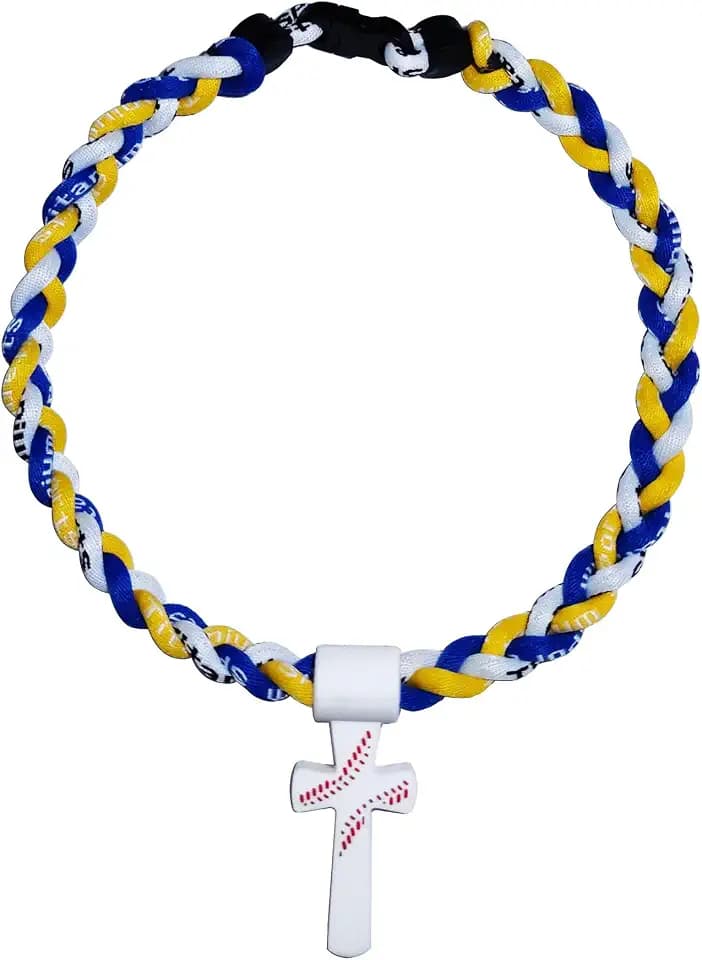 Baseball Rope Necklace with Silicone Cross Triple Rope Baseball Necklace with Cross