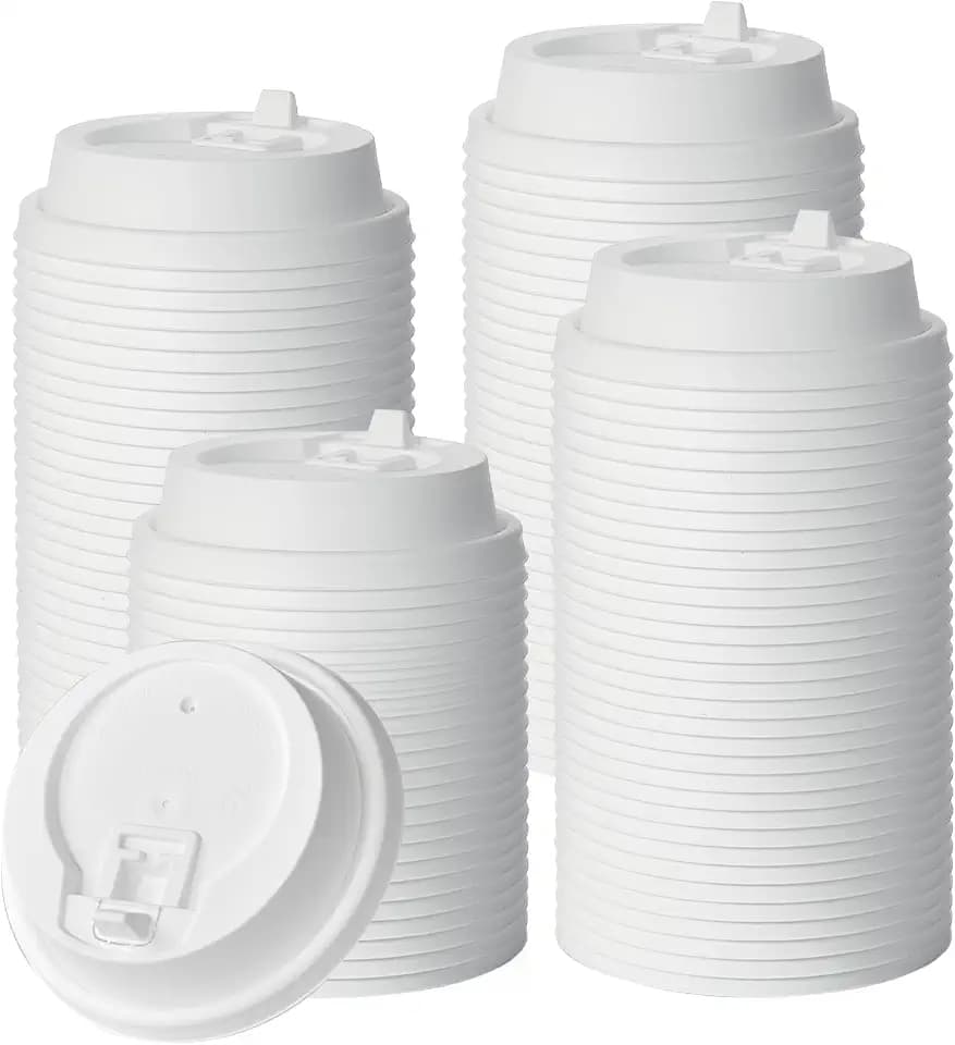 JOLLY CHEF 500 Pack Disposable Coffee Cup Lids, 3.6'' White Plastic Lids