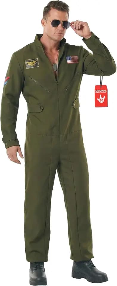 Morph Kampfpilot Kostüm Herren, Fliegeranzug Halloween Kostüm Herren