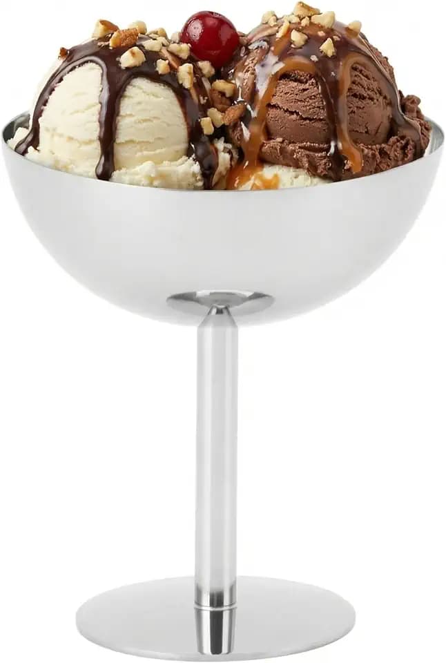 Topyond Eisbecher, Durchmesser 10 cm, Edelstahl Eisbecher mit Fuß | Eisschale, Edelstahl Dessertschale, Hoher Fuß Schützt, Metall eisschalen Für Desserts, Ice Cream, Cocktail