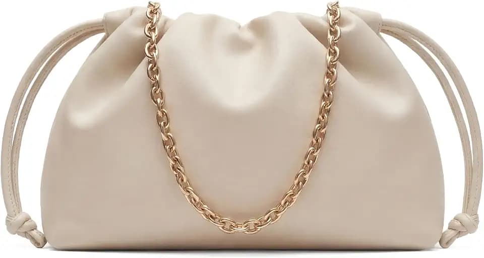 Apryl Clutch Purses for Women Small Vegan Leather Drawstring Evening Bag