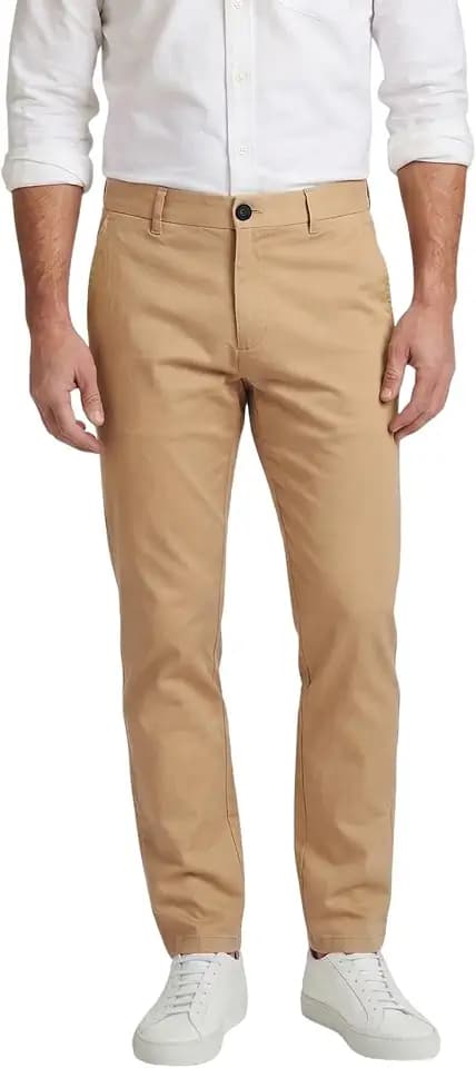 Plaid&Plain Men’s Slim Fit Khaki Pants Men’s Tapered Chino Pants