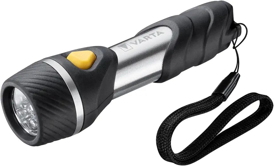 VARTA Taschenlampe mit 5 LEDs inkl. 1x AA Batterien, Day Light Multi LED F10 Leuchte, Taschenleuchte mit Anhänger, Lampe ideal für Haushalt, Angeln, Garage, Notfall, Stromausfall, Outdoor