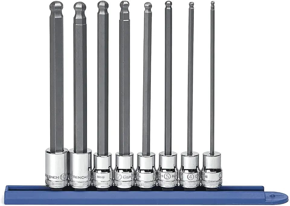 GEARWRENCH 8 Pc 3/8" Drive Long Ball End Hex Bit Socket Set, Metric | 80573