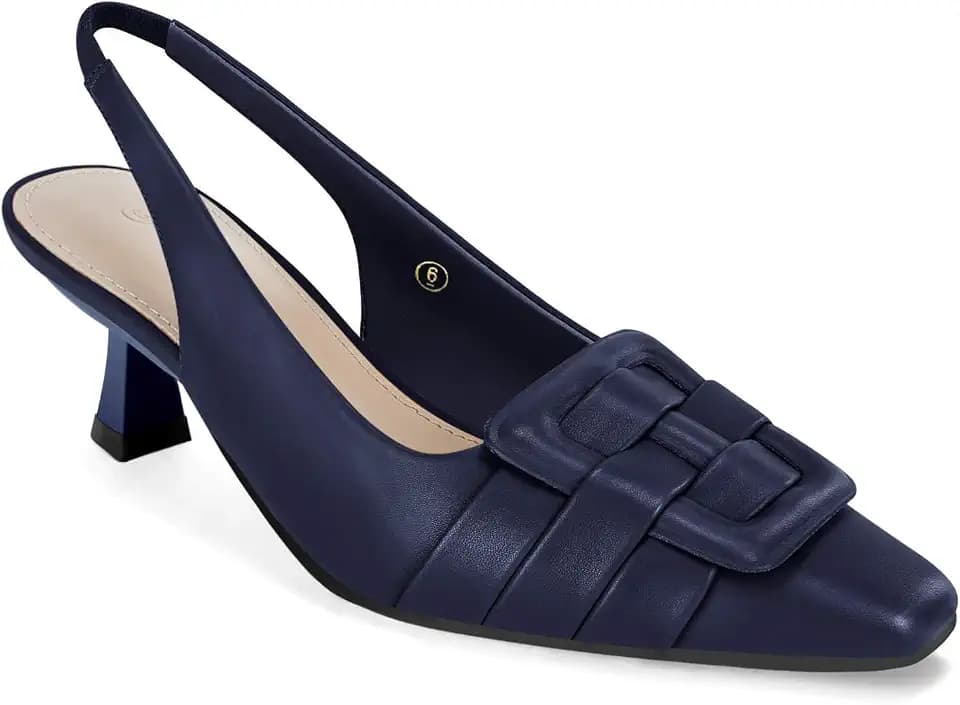Womens Sling Back Kitten Heels Low Dress Shoes Slingback Pumps Pointed Closed Toe Comfortable Party Office Sandals
