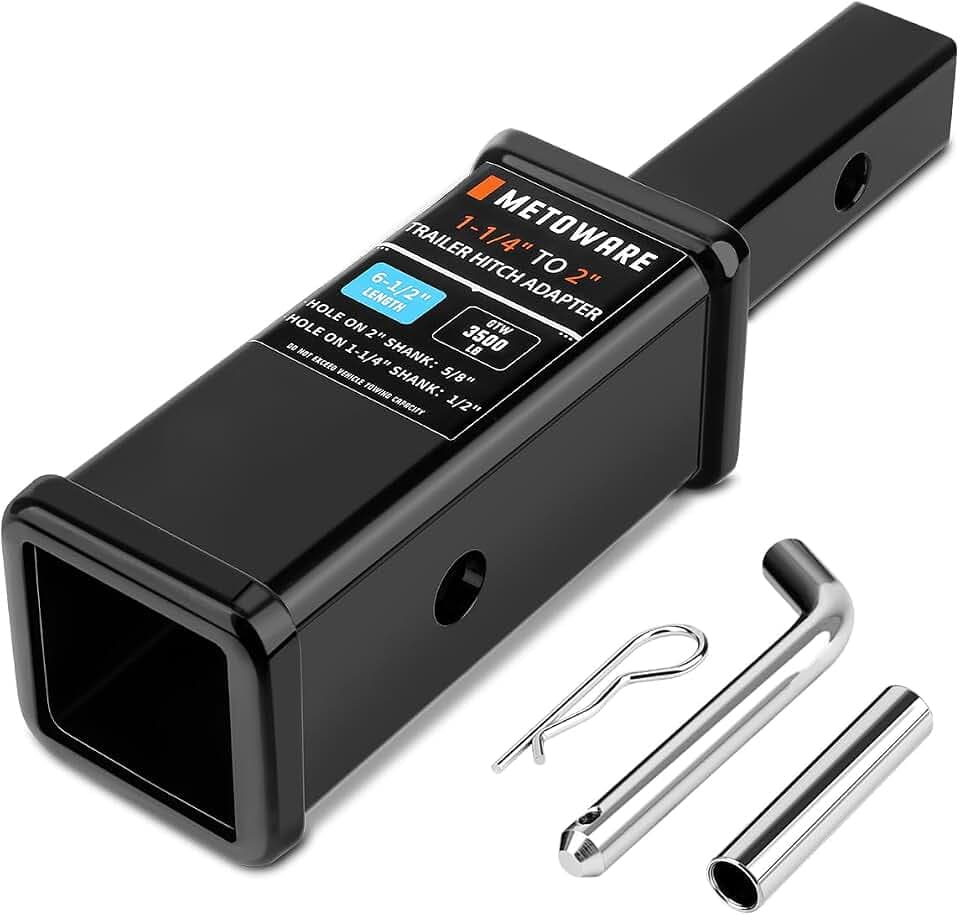 METOWARE 3,500 lbs Trailer Hitch Receiver Adapter Reducer, 1-1/4 to 2 Inch