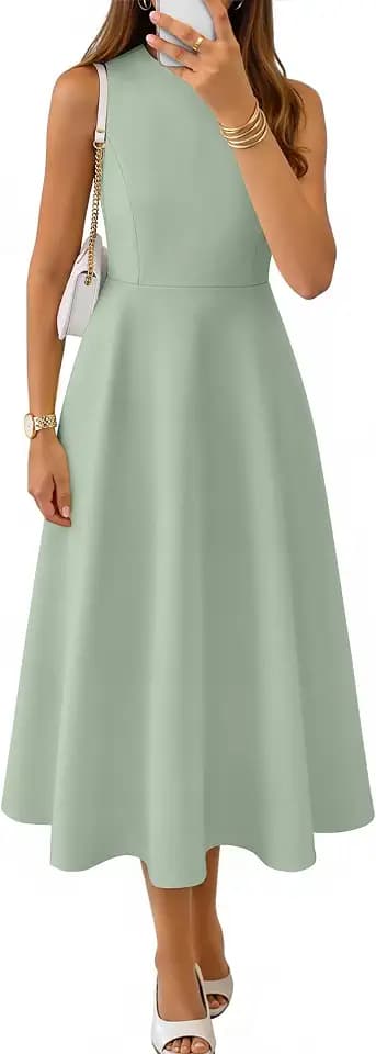 ZESICA Women's Sleeveless Formal Flowy A Line Wedding Guest Midi Dress