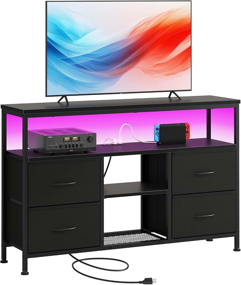 LED TV Stand with Charging Station for 50 Inch TV