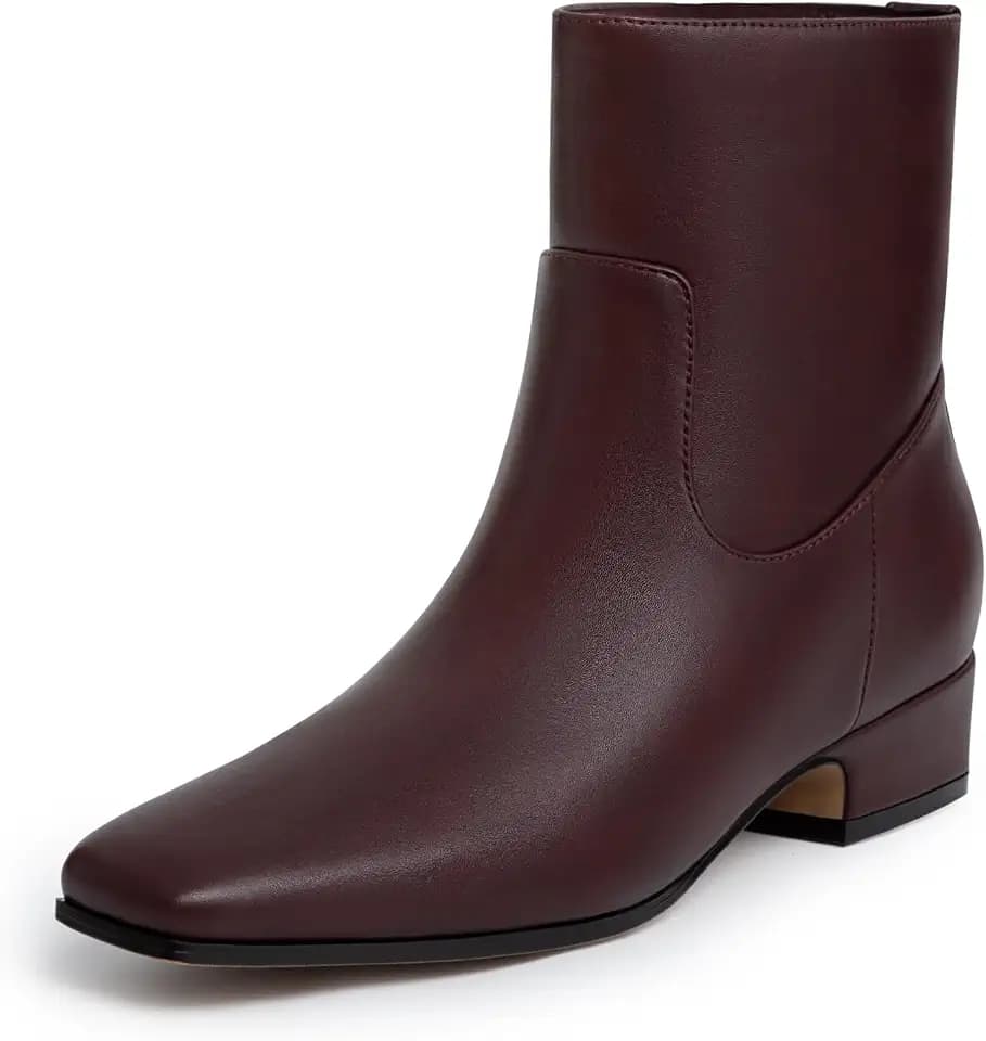 Athlefit Women's Chunky Low Heel Square Toe Ankle Boots
