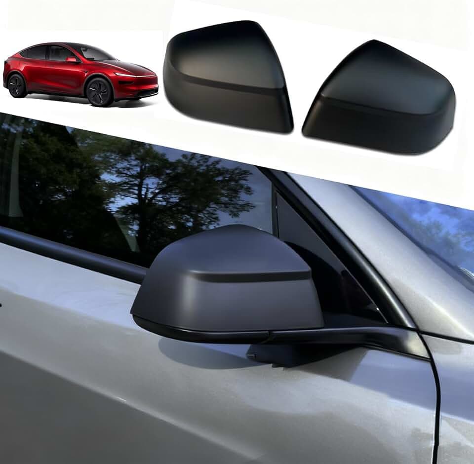 YHCDSEA Rearview Mirror Guard Cover for Tesla Model Y Juniper(Matt Black)