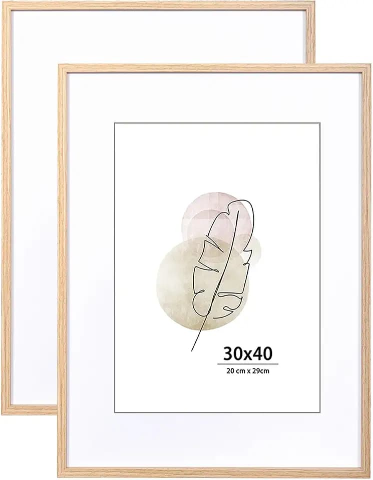 KAIWIN Bilderrahmen 30x40 Eichenholz Holz Fotorahmen 2er Set MDF mit Acrylglas zum aufhängen Benutzt für Wohnzimmer, Schlafzimmer, Arbeitszimmer, für Fotos, Kunstwerke und Poster