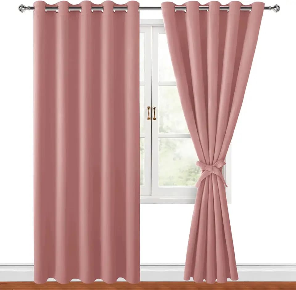 Hiasan Blackout Curtains for Bedroom 2 Panels 60 x 84 Inch Long Dusty Rose