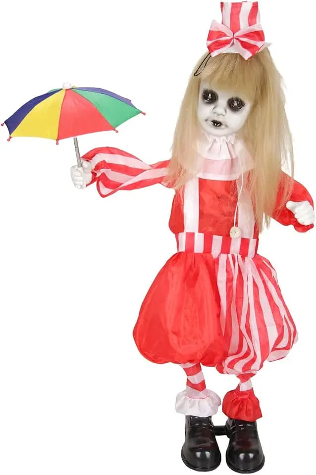Haunted Hill Farm 3.3-Ft. Girl with Umbrella Halloween Animatronic