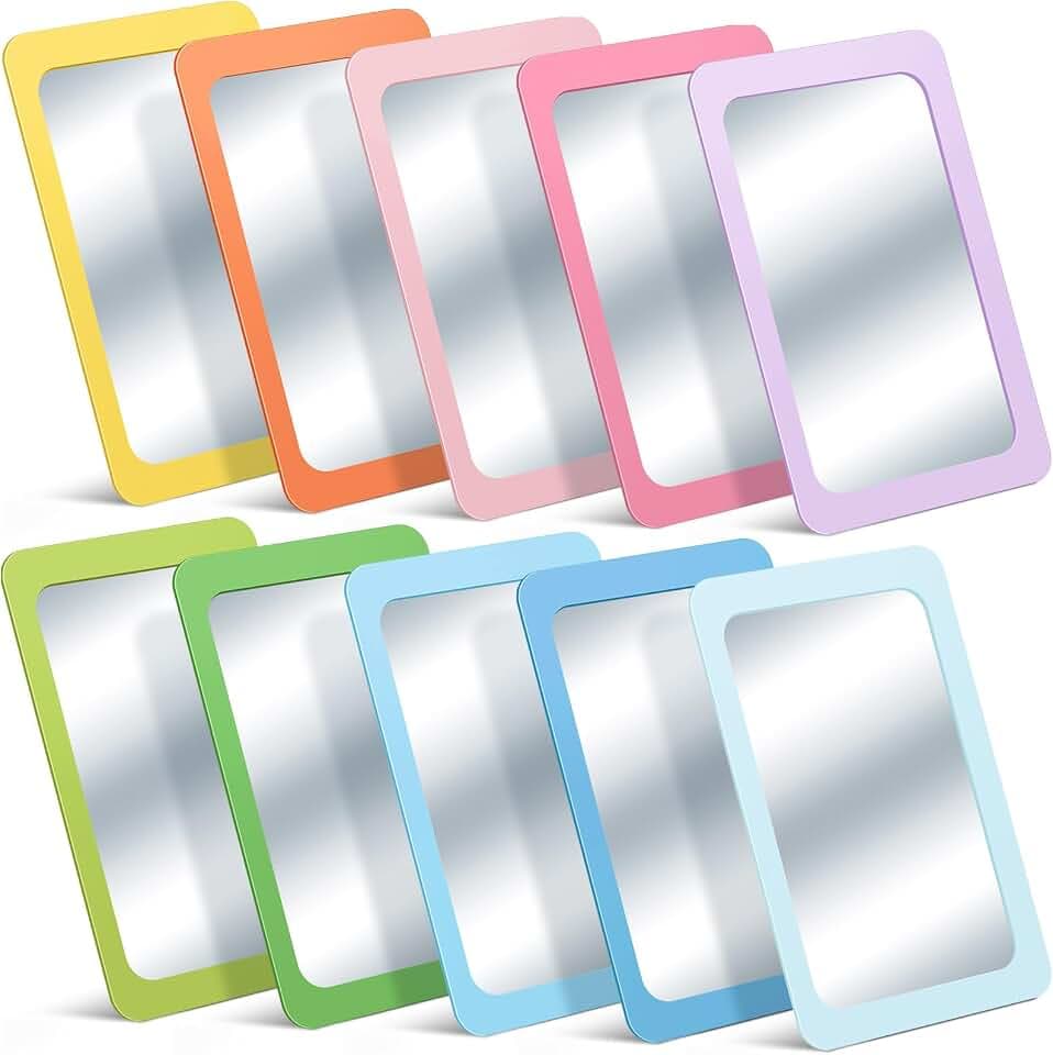 Dandat 10 Pcs 6x4 Shatter Proof Unbreakable Kids Mirrors, Macaron Color
