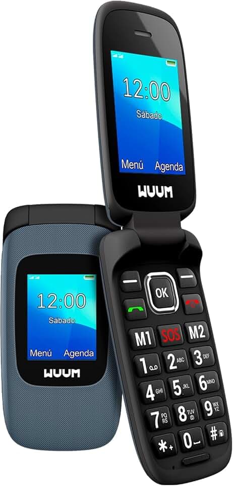 WUUM CLAP – Klapp-Handy mit Zwei Displays | Große Tasten und Ziffern | 2 Direktspeicher und SOS-Taste | Bluetooth | Großer 800mAh Akku | USB-C | Titanium