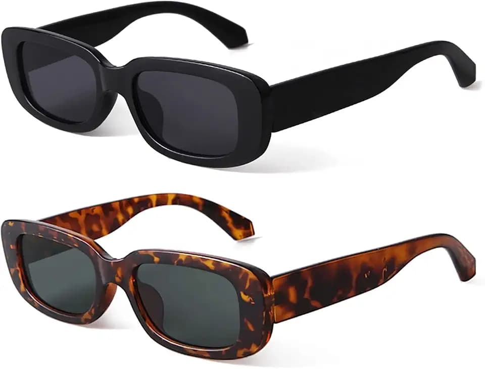 KUGUAOK Retro Rectangle Sunglasses Women and Men Vintage Small Square Sun Glasses UV Protection Glasse