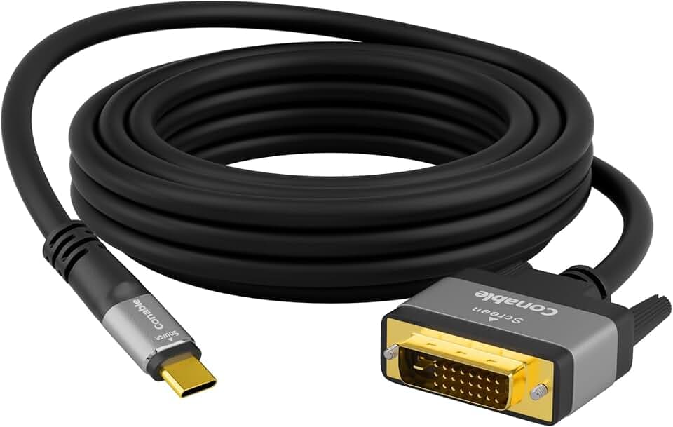 4K USB C to DVI Cable 6 FT, USB Type-C to DVI-D Adapter, Real 4K, Aluminum