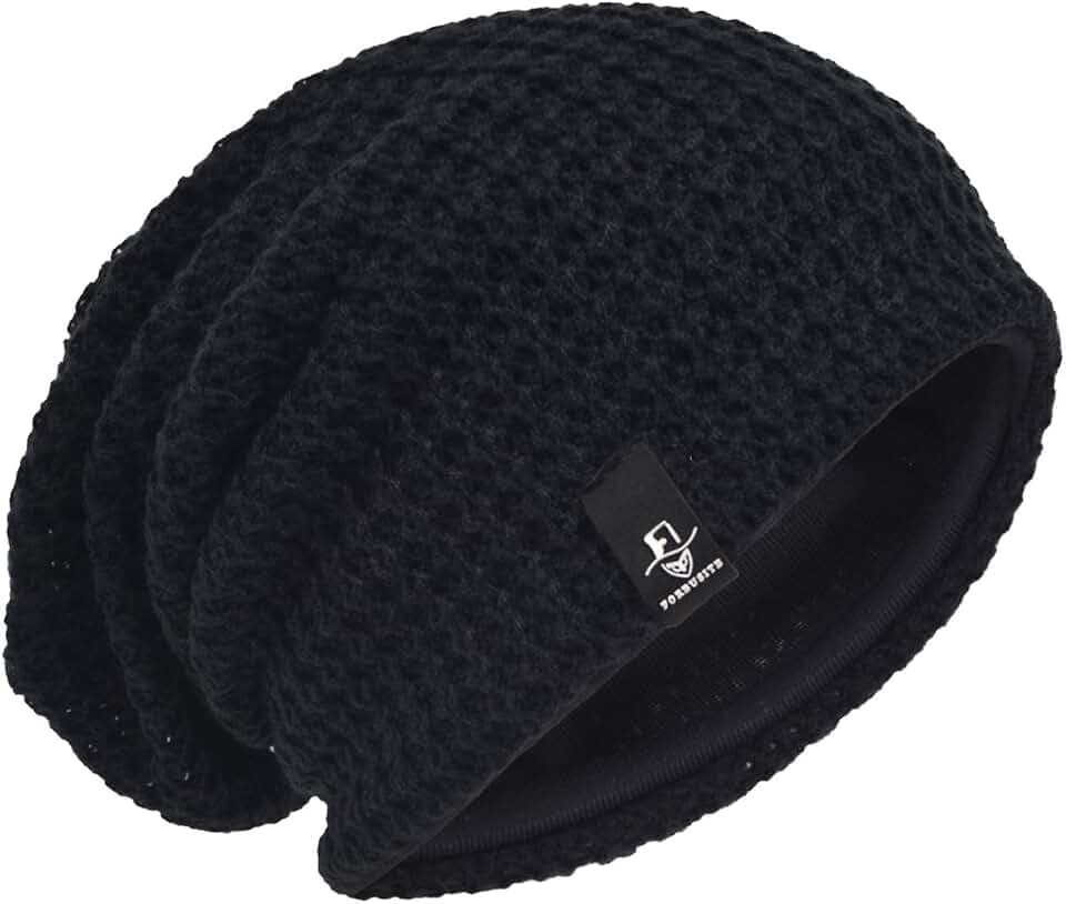 Herren Übergröße Beanie Slouch Schädel Kappe Stricken Winter Strickmütze B08