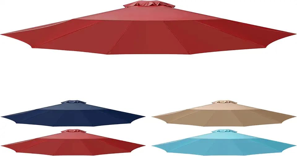 Simple Deluxe 9' Patio Umbrella Replacement Canopy Only Outdoor Table Market Yard Umbrella Replacement Top Cover with 8 Ribs, Red