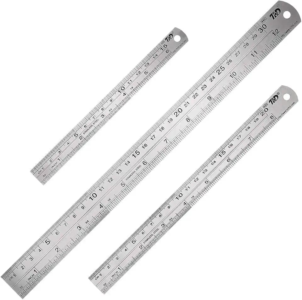 3 Stücke Edelstahl Metall Lineal, 15cm/20cm/30cm
