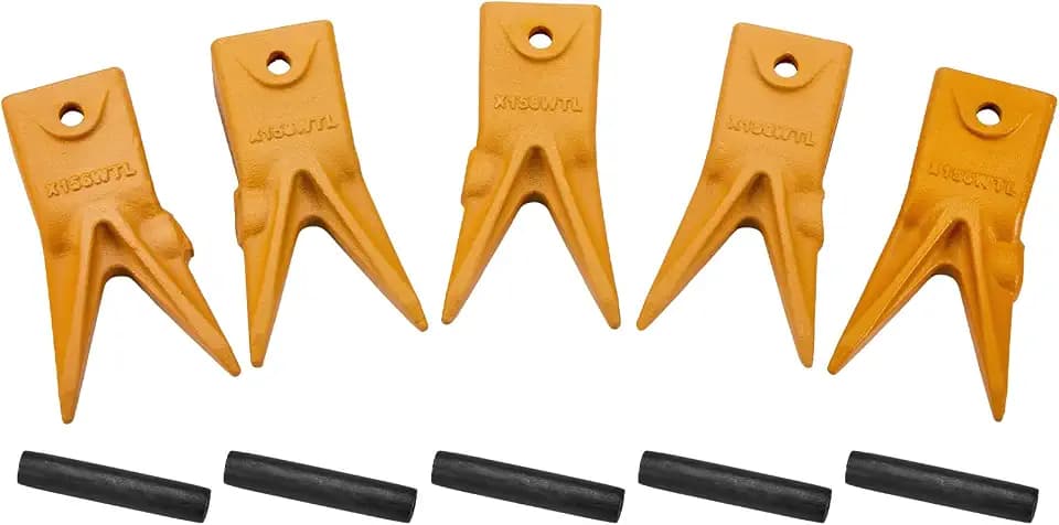 CarBole 5pcs X156WTL Bucket Teeth & 156PN Pins for Hensley 156 Skid Steer and Mini Excavators, Heavy Machinery Accessories