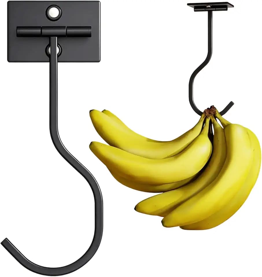 Faltbarer Bananenhaken Unter Dem Schrank, Selbstklebender Bananenhalter Aus Eisen, Platzsparender Bananenständer Zum Frischhalten Für Die Küche Arbeitsplatte, Schwarz