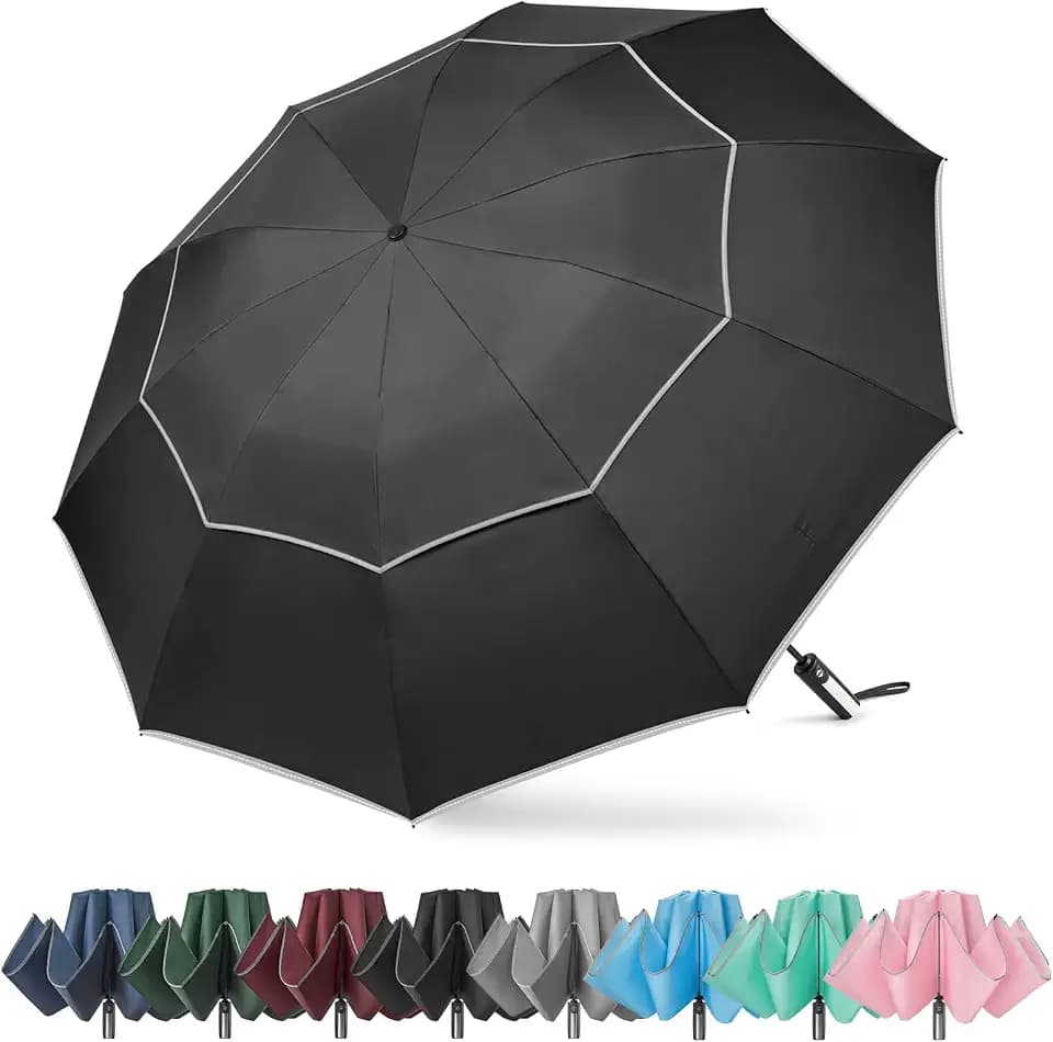 G4Free 54/62 Inch Large Inverted Golf Umbrella Windproof Reflective Stripe