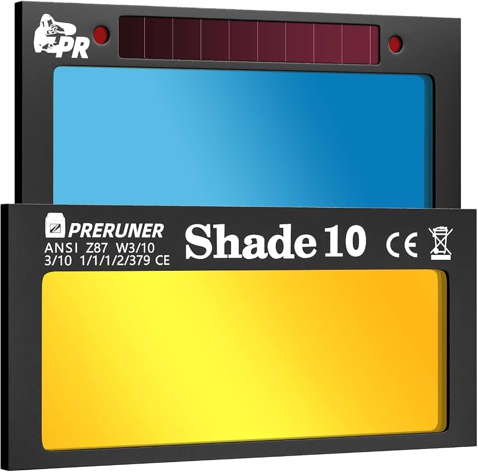 Core Series Gold Shade 10 Auto Darkening Welding Lens 2"x4 1/4", Slim 0.2" Welding Lens with Cool Blue Puddle View for Pancake & Sugar Scoop Welding Hoods