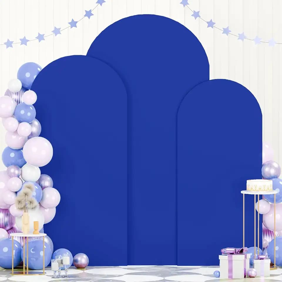 FOTSHARER Wedding Arch Cover 3 Set 7.2FT, 6.6FT, 6FT Arch Covers Stretchy Backdrop Blue Backdrop Cover Arched Spandex Arch Fabric Back Covers for Parties Baby Shower Bridal Shower Decorations