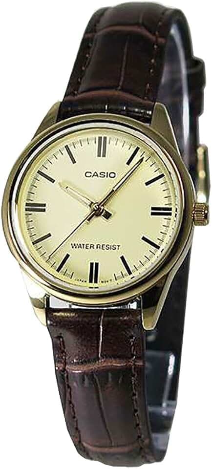 Casio Women's LTP-V005GL-9A Brown Genuine Leather Band Analog Watch