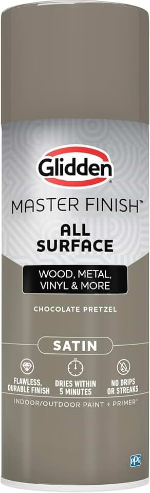 Glidden Master Finish 12 oz. Satin Chocolate Pretzel Interior/Exterior All Surface Spray Paint and Primer