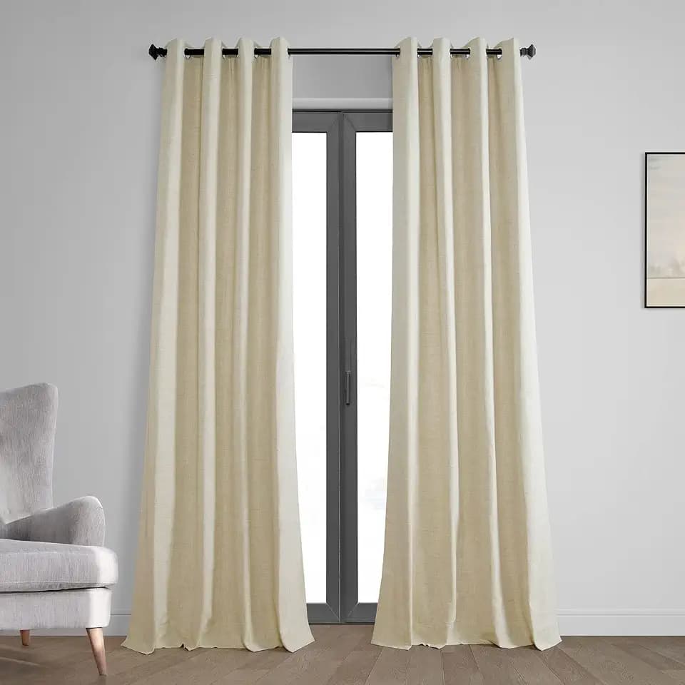 HPD Half Price Drapes Grommet Blackout Curtains for Bedroom Thermal Cross Linen 50 X 84 (1 Panel), FLCW-CBO192-84-GR, Natural Light Beige