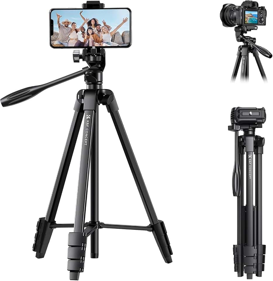 K&F CONCEPT Aluminium 152cm Handystativ, mit Handyhalterung für Smartphone