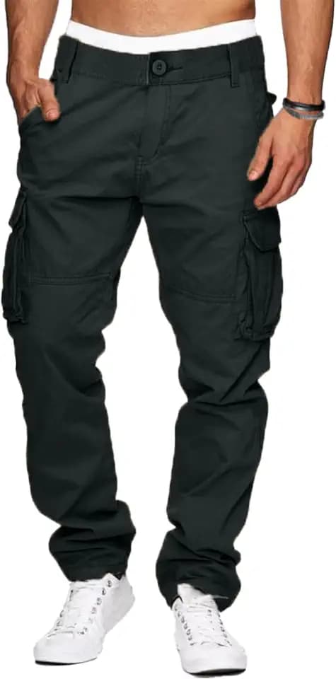YAOHUOLE Herren-Cargohose, mehrere Taschen, Arbeitshose, Baumwolle, Outdoor, Militärhose mit 6 Taschen